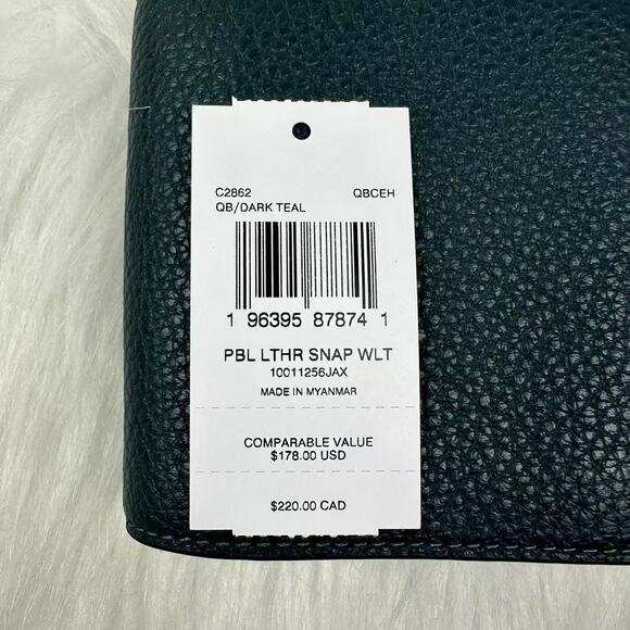 Coach Snap Wallet in Leather/Gunmetal/Dark Teal C2862 NWT - Picture 3 of 5